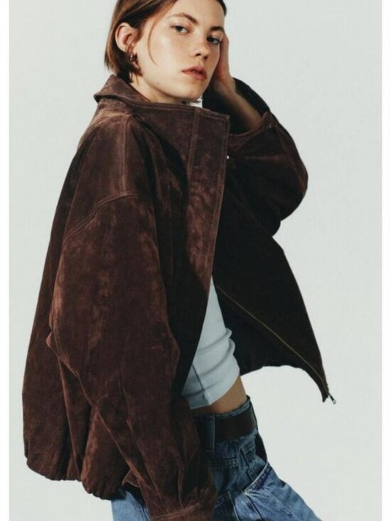 Zara Jackets & Blazers - NWT Zara S Dark Brown Suede Leather Jacket